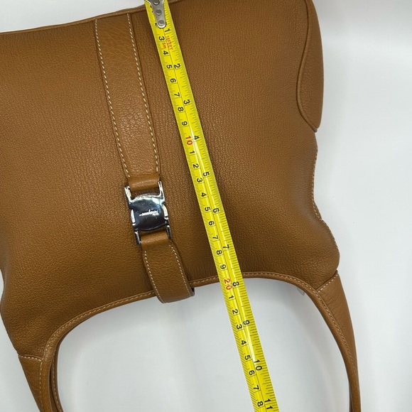 Salvatore Ferragamo Leather Shoulder Bag with Silver Buckle - Picture 15 of 15